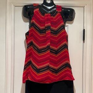 by & by Red and Black Chevron Sleeveless Blouse